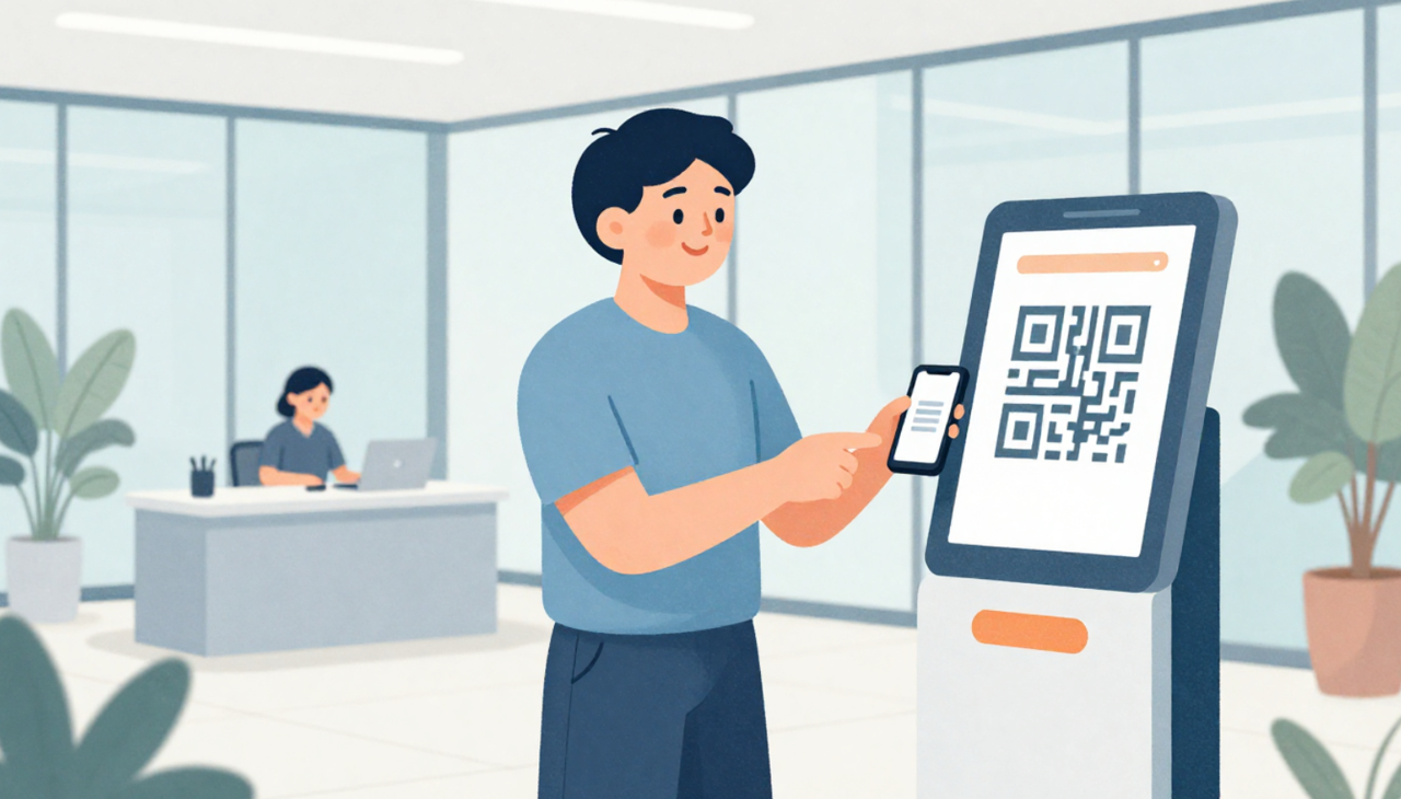 Visitor Scanning QR With Smartphone