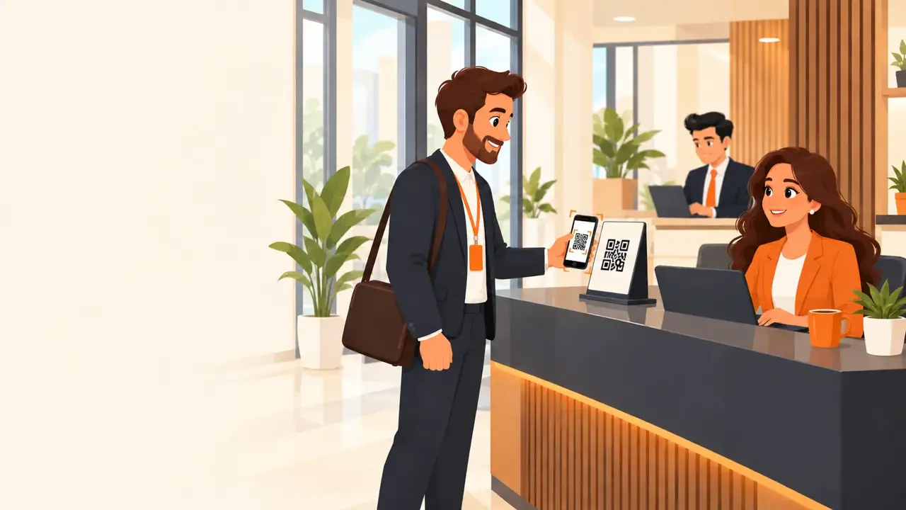 Modern Office Lobby QR Check In