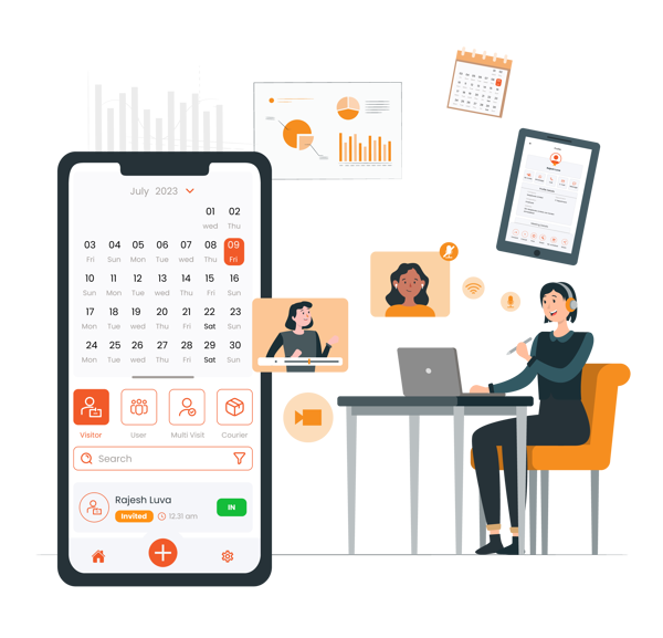Employee scheduling meeting using VizMan - Visitor Management System 